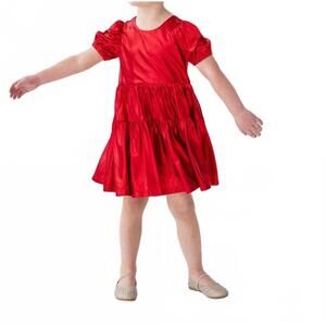 NEW ISOBELLA & CHLOE puff sleeve dress in ruby red